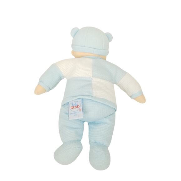 Baby Gund Snugalittle Baby Boy Doll Plush Blue White Waffle Knit Lovey - Picture 2 of 5